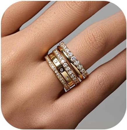 Manufacturer  FAXHION Gold Rings for Women Non Tarnish, 14k Gold Plated Dainty Stacking Cubic Zirconia Thumb Rings, Gold Knuckle Women Rings Set Jewelry Size 5-10   rings