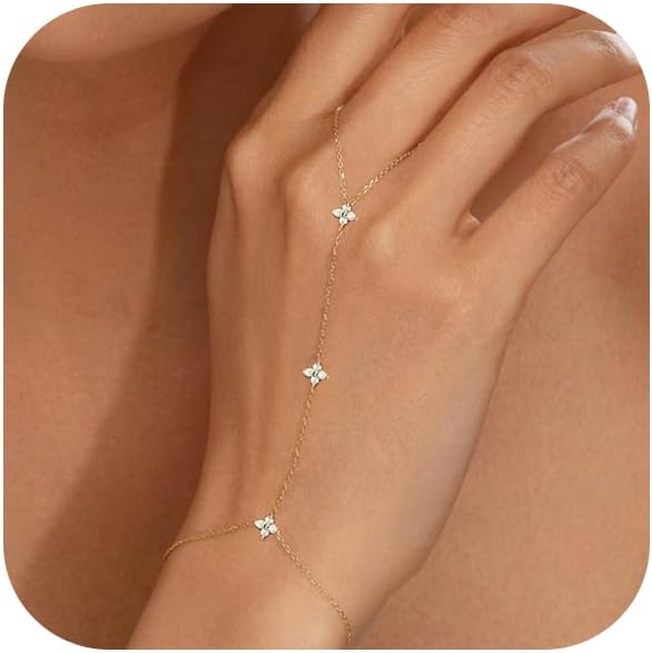 Manufacturer  Bracelets for Women 14K Gold Silver Plated Ring Bracelet Hand Chain Dainty Evil Eye Heart Clover Daisy Cubic Zirconia Stackable Link Chain Hypoallergenic Body Jewelry Cute Trendy Gifts  bracelets