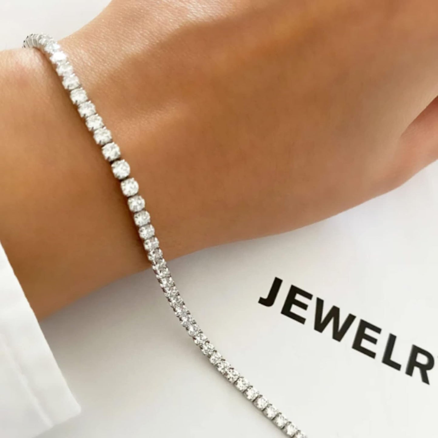 Manufacturer  Tennis Necklace Bracelet for Women, Sterling Sliver, Dainty Chocker Necklace, Crystal Bracelet for Women, Wedding Jewelry for Bride, Sparkly Party Prom Hypoallergenic  Necklace