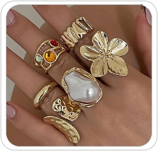 Manufacturer  Chunky Silver Rings for Women Open Stacking Knuckle Ring Silver Adjustable Round Dome Rings Set Minimalist Irregular Statement Ring Women Jewelry   rings