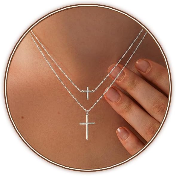 Manufacturer  Cross Necklace for Women 14K Gold Plated/Sterling Silver Cross Necklace Dainty Tiny Layered Choker Cross Pendant Necklaces Faith Jewelry First Communion Gifts for Her ﻿  necklace