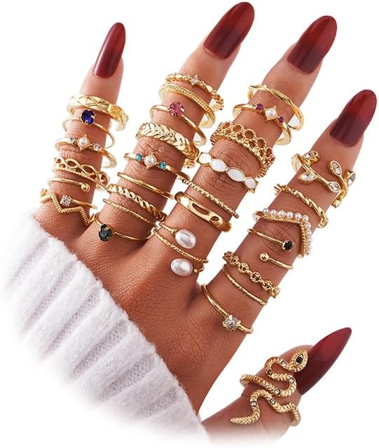 Manufacturer  KISS WIFE Gold Knuckle Rings Set for Women, Dainty Simple Trendy Cute Stackable Finger Rings Pack, Perfect for Stacking Layering on Thumb and Knuckle, Mixed Size, Jewelry Gift   rings