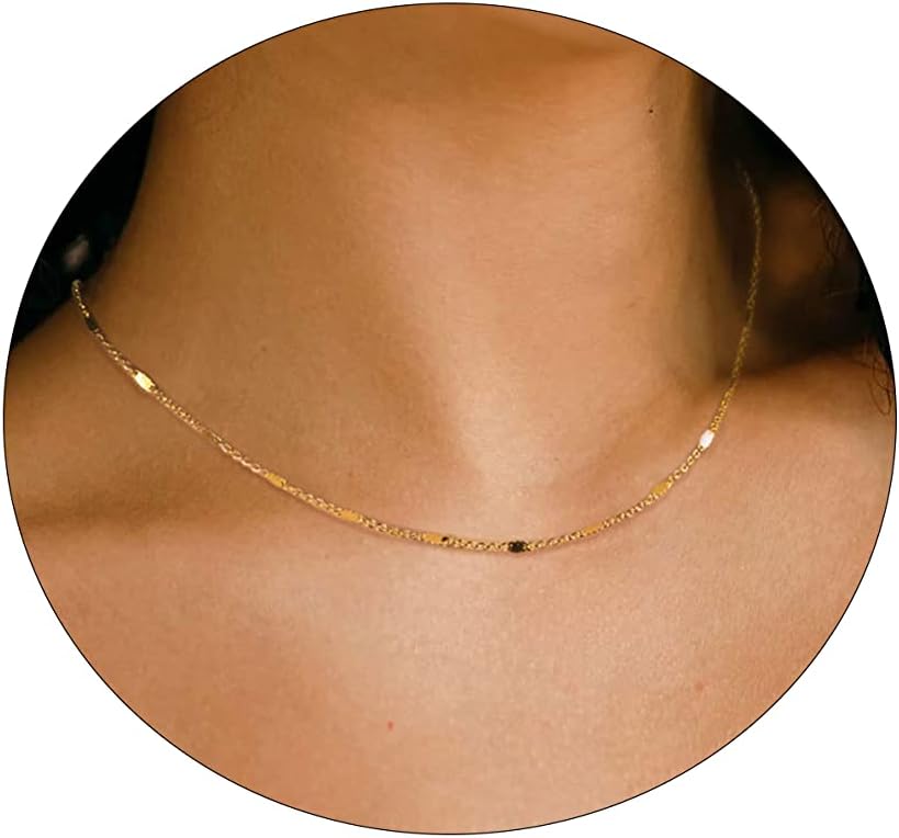 Manufacturer  BERISO 14K Gold/Silver Plated Satellite Choker Shining Dots Station Box Chain 3 Blue Beads Sparkle Chain Necklace Open Hearts Open Stars Link Chain Exquisite Jewelry for women  necklace