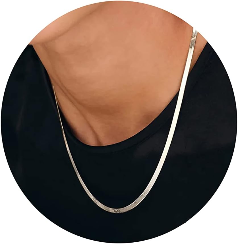 Manufacturer  DEARMAY 14K Gold Necklaces for Women, Dainty Gold Herringbone Choker Necklace for Women Thin Layered Chunky Snake Chain Necklaces Jewelry for Teen Gifts  Necklace