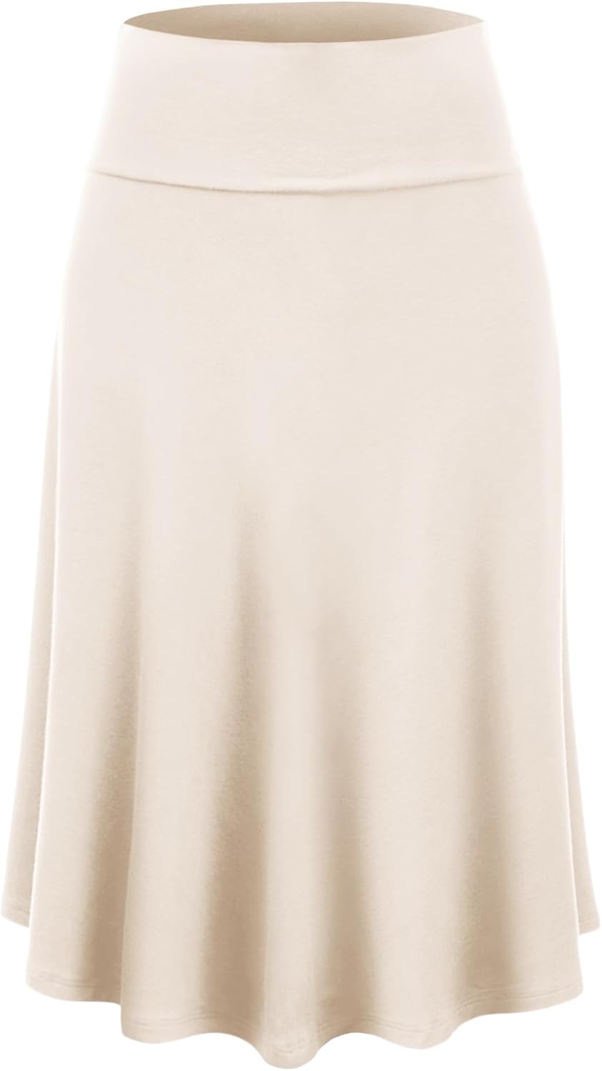 Manufacturer  Lock and Love Women's Solid Ombre Lightweight Flare Midi Pull On Closure Skirts S-XXXL Plus Size