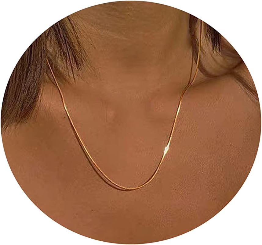 Manufacturer  DEARMAY 14K Gold Necklaces for Women, Dainty Gold Herringbone Choker Necklace for Women Thin Layered Chunky Snake Chain Necklaces Jewelry for Teen Gifts  Necklace