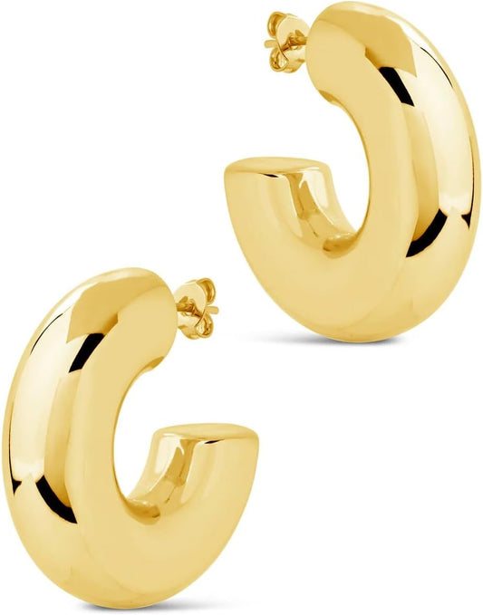 Manufacturer  CONRAN KREMIX Waterproof Chunky Gold Hoops Earrings for Women Non Tarnish, Thick Gold Plated Circle Open Hoop,Lightweight Hollow Earrings Trendy  earring