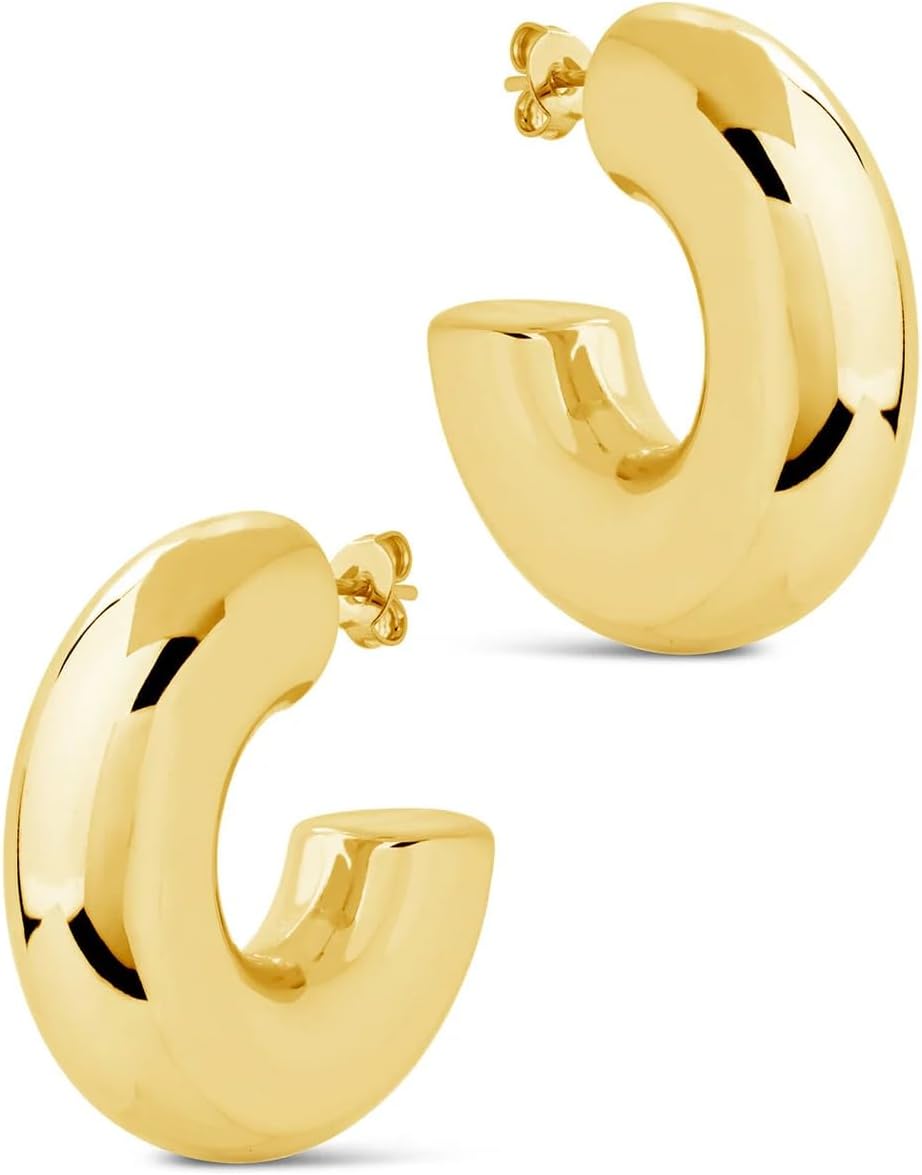 Manufacturer  CONRAN KREMIX Waterproof Chunky Gold Hoops Earrings for Women Non Tarnish, Thick Gold Plated Circle Open Hoop,Lightweight Hollow Earrings Trendy  earring