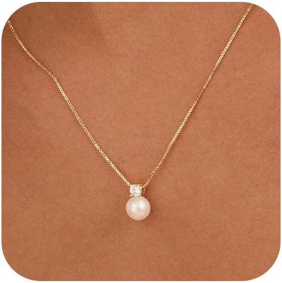 Manufacturer  Pearl Necklace for Women Trendy,14k Gold Plated Necklace Dainty Wedding Necklace Small Cute Choker Necklace Beaded Lariat Drop Necklace Vintage Waterproof Jewelry for Women Gold Jewelry Fashion Gifts  necklace
