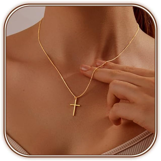 Manufacturer  Cross Necklace for Women 14K Gold Plated/Sterling Silver Cross Necklace Dainty Tiny Layered Choker Cross Pendant Necklaces Faith Jewelry First Communion Gifts for Her ﻿  necklace