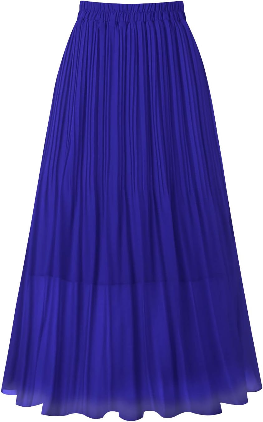 Manufacturer  Kingfancy Women's Pleated Skirt Chiffon Elastic Waist A-Line Midi Length Skirt skirts
