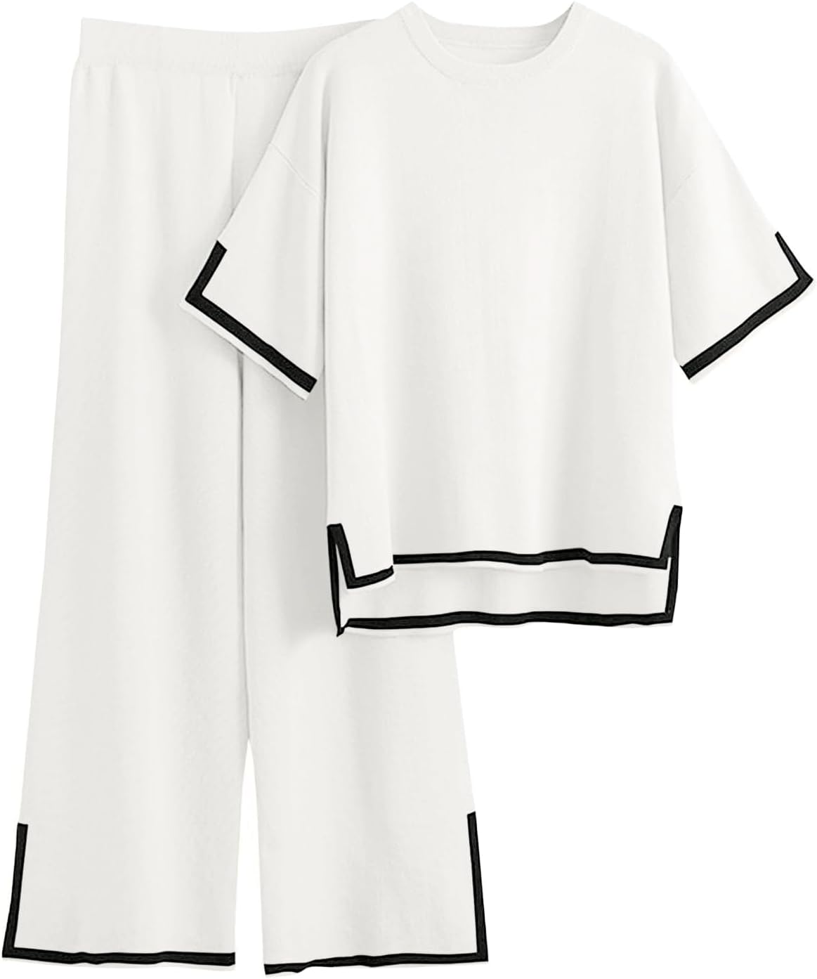 Imily Bela Womens Plus Size Lounge Sets 2 Piece Outfits Short Sleeve Pullover Tops Wide Leg Pants Summer Travel Outfits suits