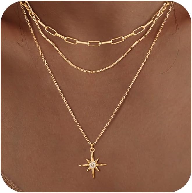 Manufacturer  Gold/Silver Layered Necklaces for Women,Dainty 14k Gold Plated Stackable Choker Necklaces for Women,Trendy Layering Coin Chain Pendant Jewelry Set Gifts  necklace