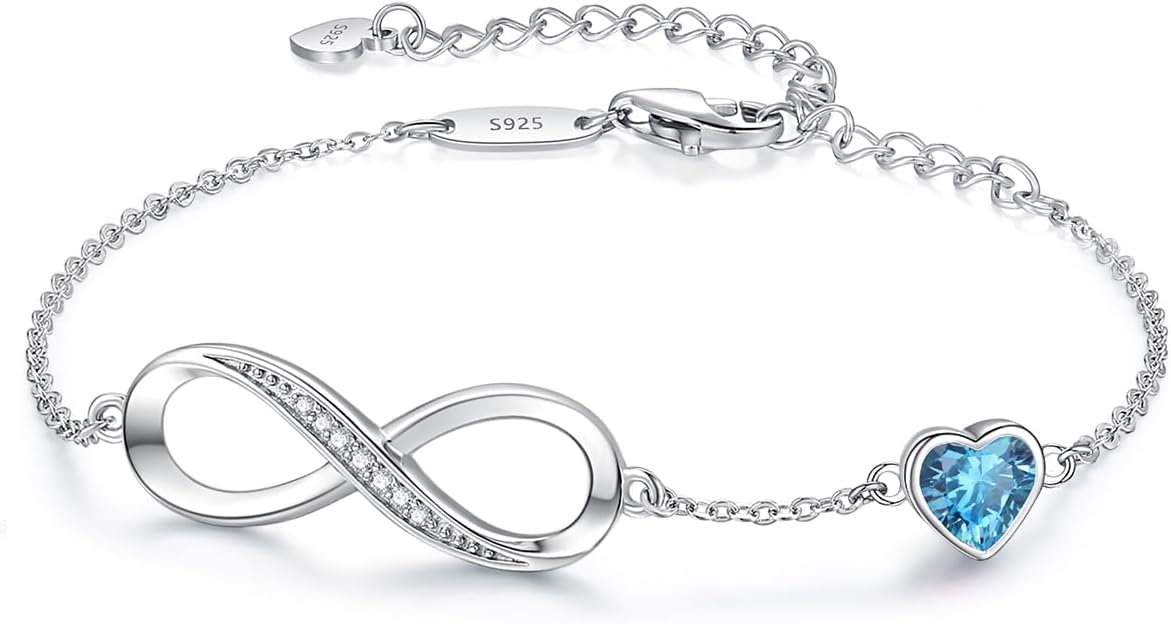 Manufacturer  CDE Infinity Heart Birthstone Charm Link Bracelet for Women 925 Sterling Silver Adjustable Mother's Day Gift Anniversary Birthday Jewelry for Wife Girlfriend Her  bracelets