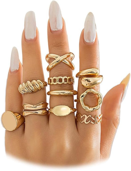 Manufacturer  FUTIMELY 14K Gold Stackable Knuckle Rings Set for Women Teen Girls,Aesthetic Silver 10Pcs Trendy Dainty Open Midi Rings Set,Midi Finger Rings Pack Jewelry Gifts   rings