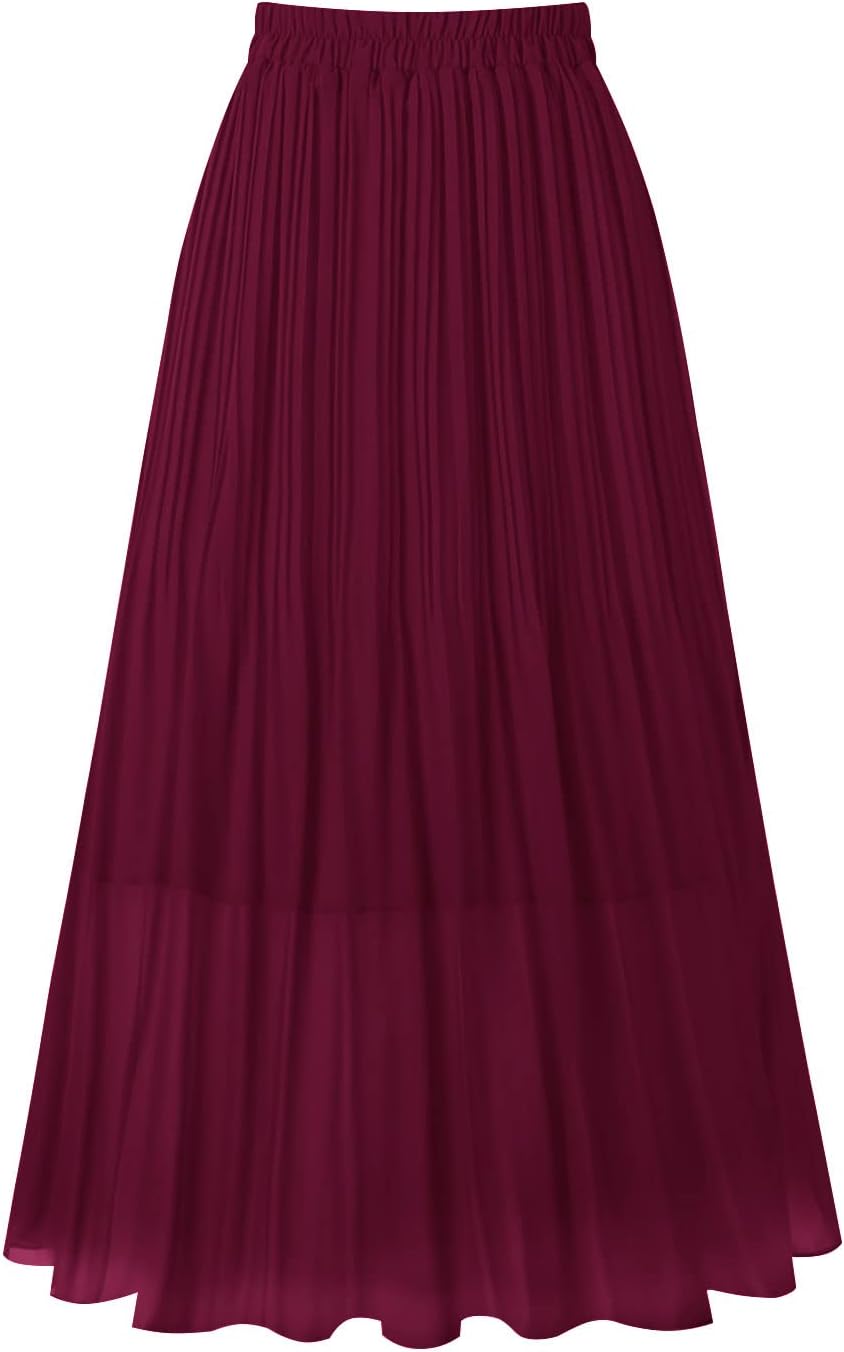 Manufacturer  Kingfancy Women's Pleated Skirt Chiffon Elastic Waist A-Line Midi Length Skirt skirts