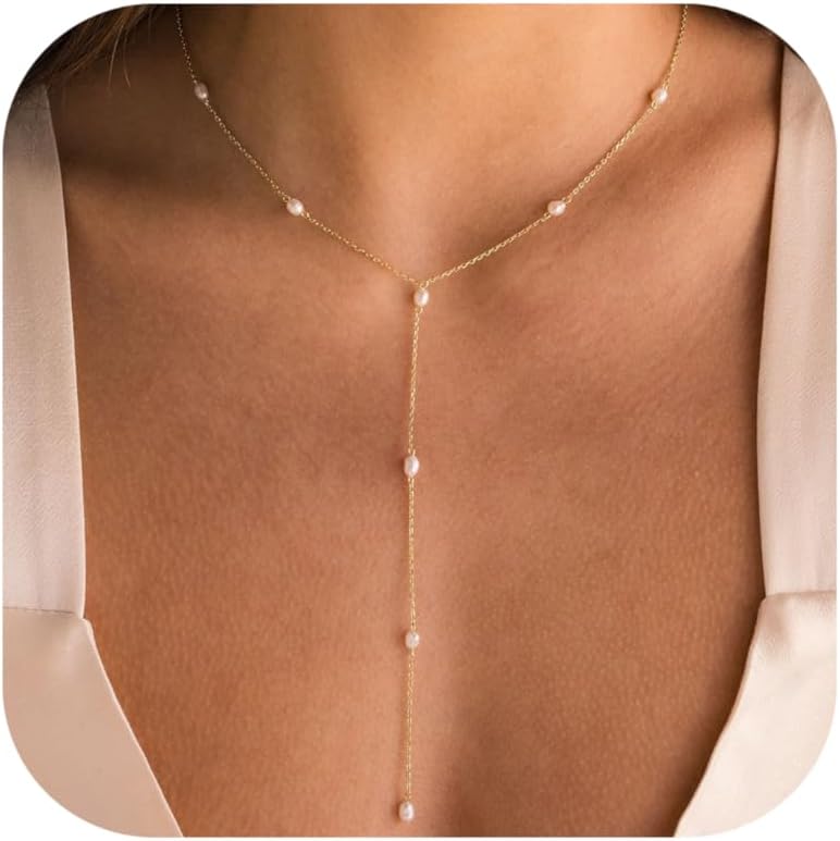 Manufacturer  Gold Necklace for Women, Dainty Gold Long Necklaces 14k Gold Plated Prom Bar CZ Lariat Necklace Simple Choker Necklaces for Women Trendy Fashion Costume Gold Jewelry Womens  Necklace