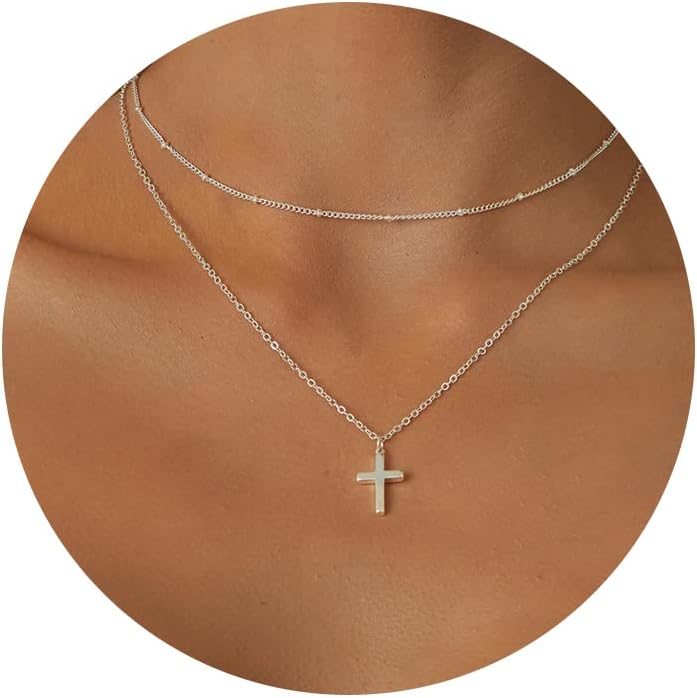 Manufacturer  Moodear Cross Necklace for Women - Dainty 925 Sterling Silver/Gold Plated Layered Cross Pendant Simple Small Necklaces for Women Trendy Jewelry Gifts  Necklace
