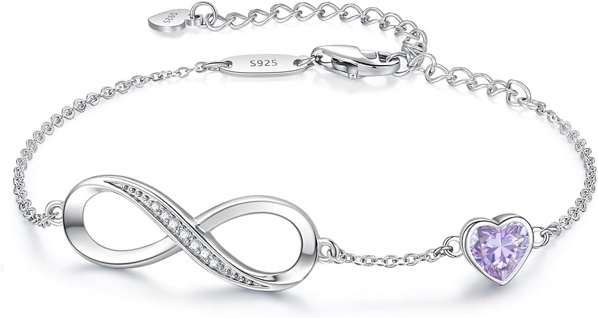 Manufacturer  CDE Infinity Heart Birthstone Charm Link Bracelet for Women 925 Sterling Silver Adjustable Mother's Day Gift Anniversary Birthday Jewelry for Wife Girlfriend Her  bracelets