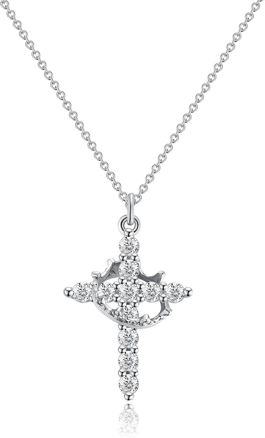 Manufacturer  Upgraded Crown Cross Necklace for Women Women's Gifts 14K Gold Plated Crown Cross Pendant Necklace Diamond Cross Necklaces Faith Cross Jewelry First Communion Gifts  Necklace