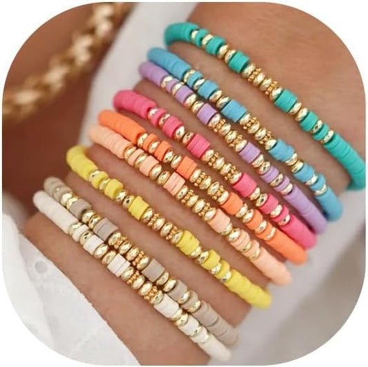 Manufacturer  Friendship Bracelets Boho Stackable Bracelets for Women Surfer Heishi Clay Bead Bracelets Stretch Preppy Bracelets Colorful Boho Bracelets for Women  bracelets