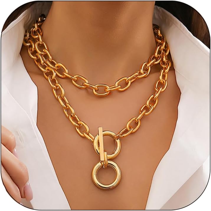 Manufacturer  CSIYANJRY99 Chunky Gold Necklaces for Women,Multilayer Punk 80s Hip Hop Necklace,Layered Cuban Link Chain Statement Necklace 90s Freaknik Outfit Accessories for Women  necklace