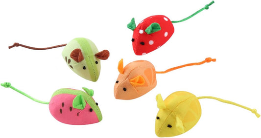 Manufacturer  Catnip Cat Mice Toys Interactive Mouse Cat Toy for Indoor Adult Cats Kitten Kitty Baby Cat Chew Exercise Toy Fruit-Shaped Mice Cat Toy Set - 5PCS    Cat toy