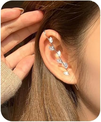 Manufacturer  Vintage Ear Wrap Crawler Hook Earrings Crystal Long Piercing Star-Shape Lightning Bolt Exaggerate Wrap Climber Earrings Gold Silver Cz Ear Cuff Earrings for Women  earring