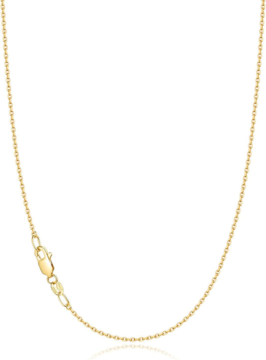 Manufacturer  Jewlpire Solid 18k Gold Over 925 Sterling Silver Chain Necklace for Women, 1.1mm Cable Chain Necklace Thin & Dainty & Sturdy Women's Chain Necklaces, 14/16/17/18/20/22/24 Inches  Necklace