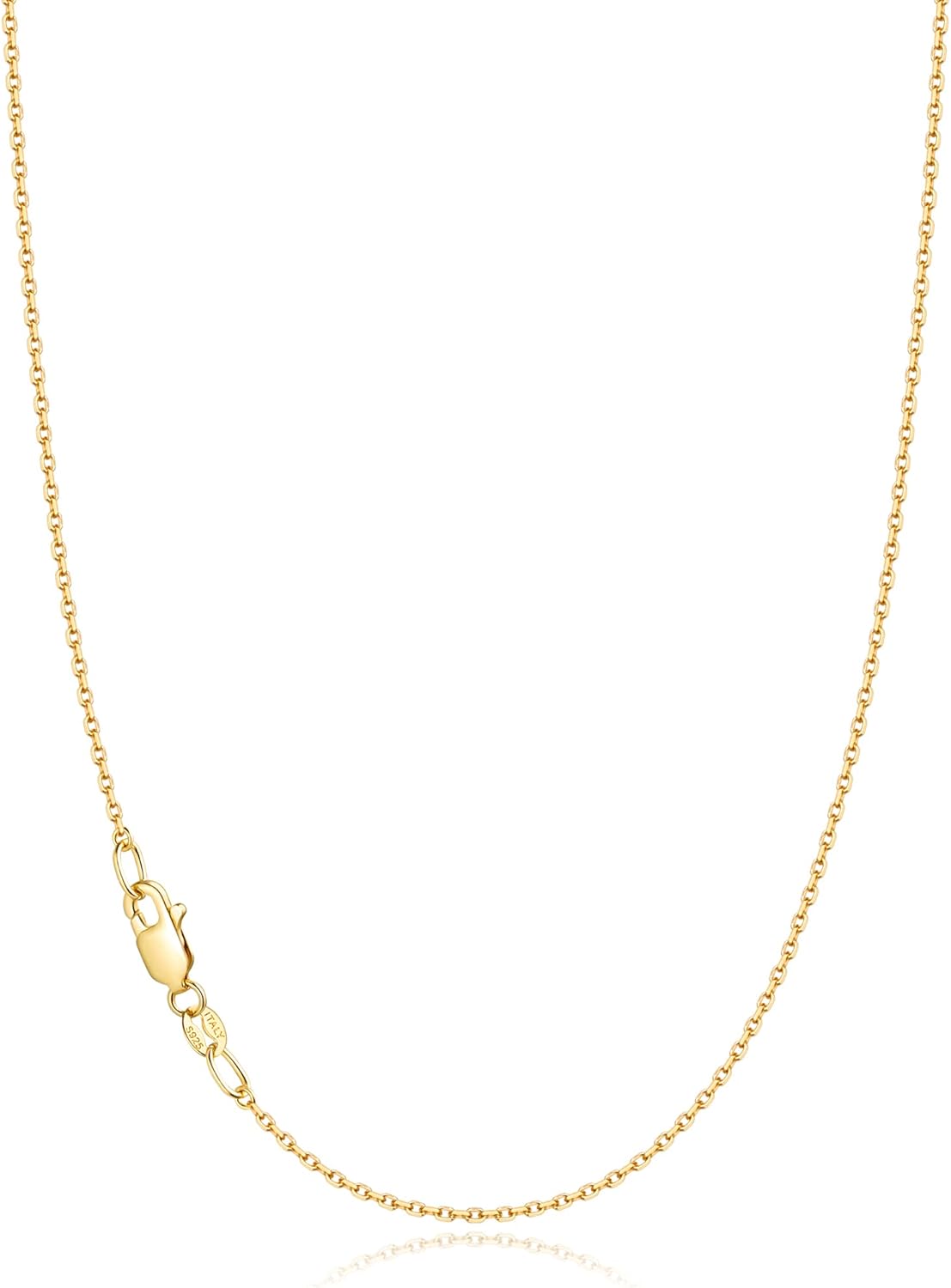Manufacturer  Jewlpire Solid 18k Gold Over 925 Sterling Silver Chain Necklace for Women, 1.1mm Cable Chain Necklace Thin & Dainty & Sturdy Women's Chain Necklaces, 14/16/17/18/20/22/24 Inches  Necklace