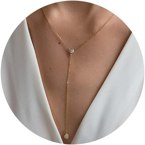 Manufacturer  Tewiky Diamond Necklaces for Women, Dainty 14k Gold/Sterling Silver Choker Necklace Simple Gold Plated CZ Jewelry Necklaces for Women Trendy Gifts  Necklace