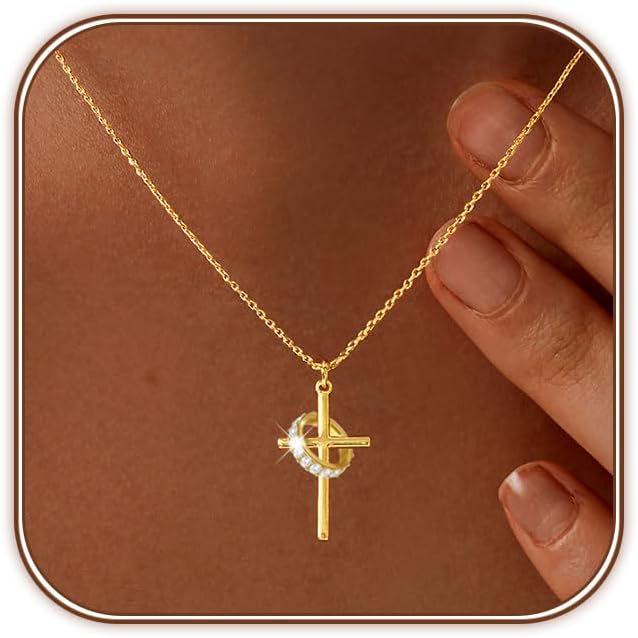 Manufacturer  Cross Necklace for Women 14K Gold Plated/Sterling Silver Cross Necklace Dainty Tiny Layered Choker Cross Pendant Necklaces Faith Jewelry First Communion Gifts for Her ﻿  necklace