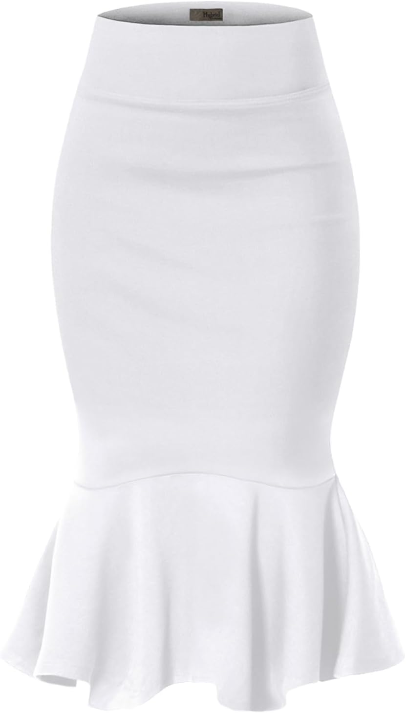 Manufacturer  Hybrid & Company Womens Premium Nylon Ponte Stretch Office Fishtail Pencil Skirts High Waist Made in The USA Below Knee