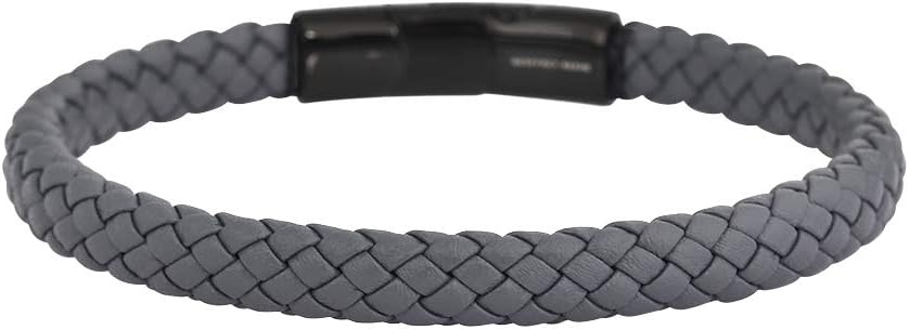 Manufacturer  Geoffrey Beene Men's Braided Genuine Leather Bracelet with Stainless Steel Closure  bracelets