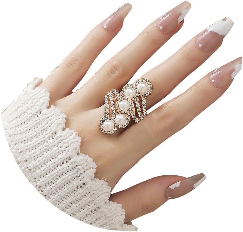Manufacturer  Pearl Ring for Women Promise Stacking Pearl Rings Adjustable Open Pearls Finger Ring Trendy Personality Christmas Pearls Jewerly Prom Dress Jewerly   rings