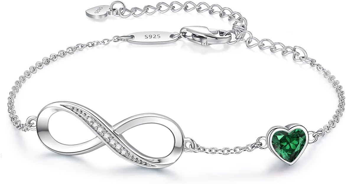 Manufacturer  CDE Infinity Heart Birthstone Charm Link Bracelet for Women 925 Sterling Silver Adjustable Mother's Day Gift Anniversary Birthday Jewelry for Wife Girlfriend Her  bracelets