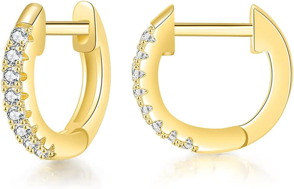 Manufacturer  Evabelle Gold Hoop Earrings for Women 14K Real Gold Plated Cubic Zirconia Diamond Hoop Earrings Huggie Hoop Earring Women Earrings Earring for Men 925 Sterling Silver Post Hypoallergenic  earring