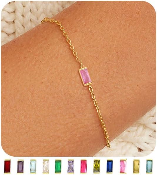 Manufacturer  FUNEIA Birthstone Gold Bracelets for Women Non Tarnish Trendy Dainty 14K Gold Plated Bracelet Stack Stackable Blue Green May Emerald Friendship Bracelets Jewelry Gifts for Mom Best Friend  bracelets