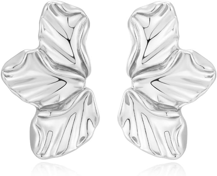 Manufacturer  Chunky Gold Statement Earrings For Women Gold Plated Sectored Flower Leaf Shell Angel Wing Earrings Large Stud Earrings Hypoallergenic Earrings  earring