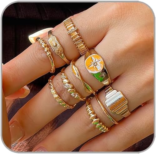 Manufacturer  Chunky Silver Rings for Women Open Stacking Knuckle Ring Silver Adjustable Round Dome Rings Set Minimalist Irregular Statement Ring Women Jewelry   rings