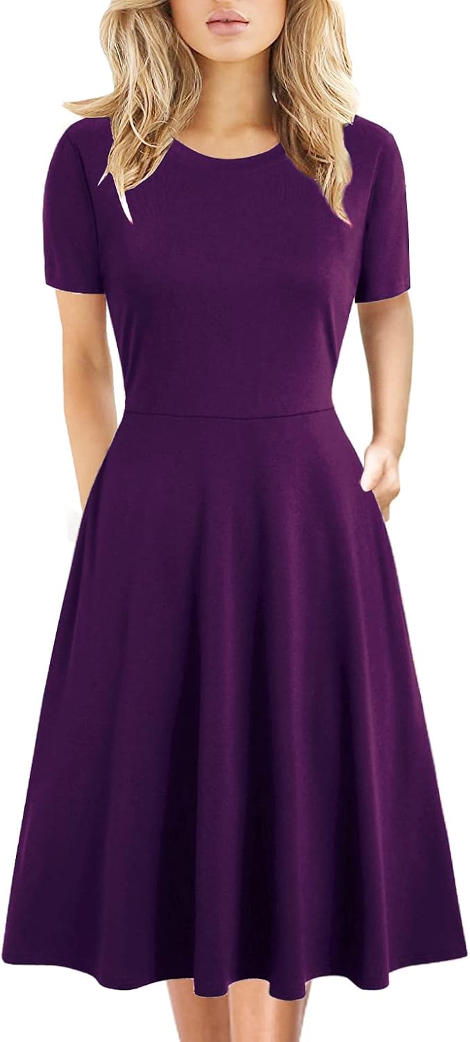 Manufacturer Women's Elegant Knee Length Dresses Vintage 50s Office Casual Floral Print Work Party A-Line Swing Dresses with Pockets 162