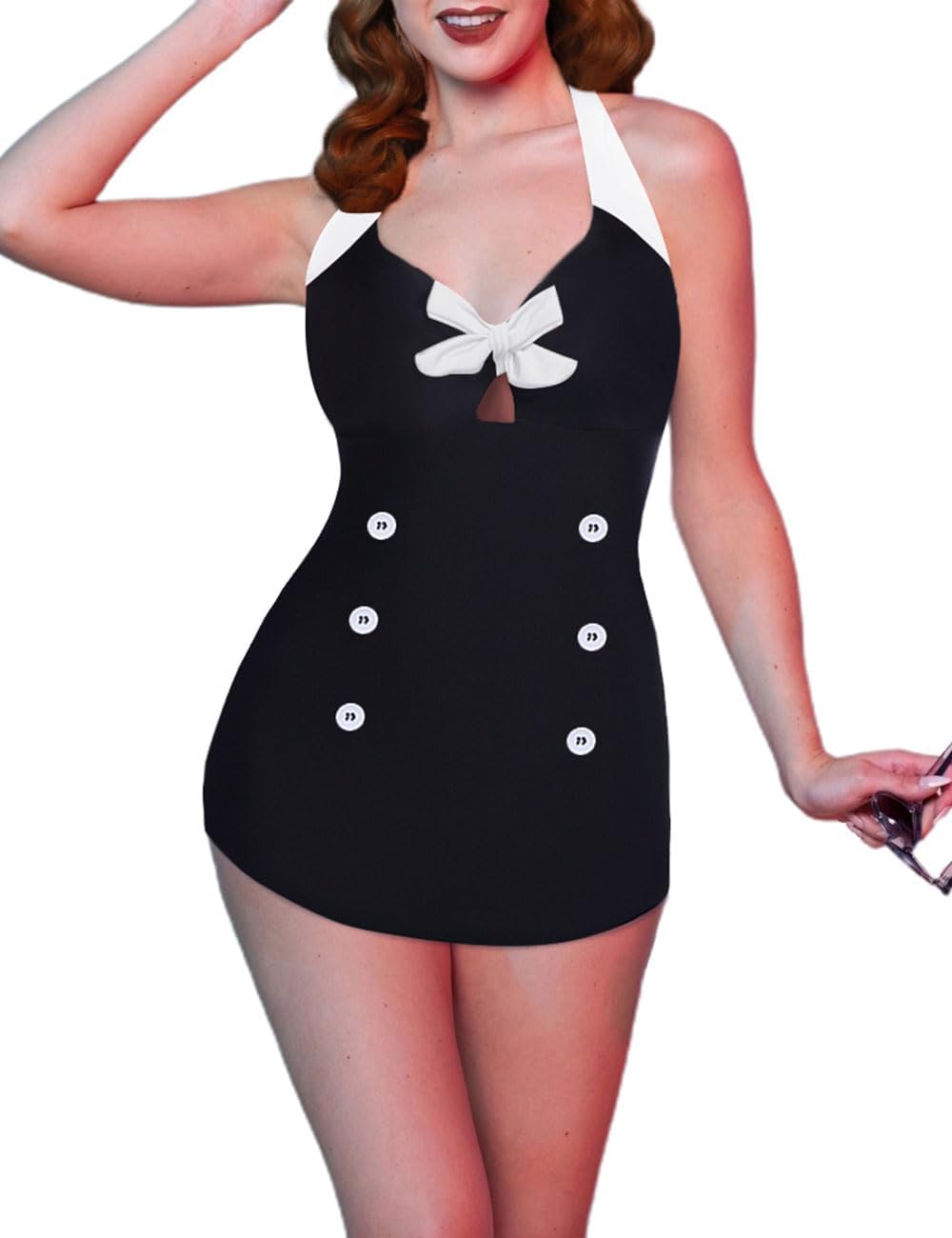 Manufacturer  Ekouaer Womens One Piece Swimsuits Vintage Striped Skirt Bathing Suit Vintage Retro Push Up Swimwear  Swimsuit