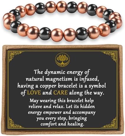 Manufacturer  Copper Bracelet for Women and Men, 8MM Magnetic Bracelet 99.99% Pure Copper Jewelry with 3500 Gauss Magnet Beads Cooper Arthritis Health Jewelry as Parents Anniversary Birthday Gifts  bracelets