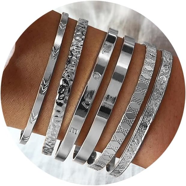Manufacturer  IFKM Gold Bangle Bracelets For Women, 14k Gold Plated Multi Layer Stackable Cuff Bracelet Set, Trendy Elegance Charms Non Tarnish Minimalist Textured Boho Jewelry Gift for Women  bracelets
