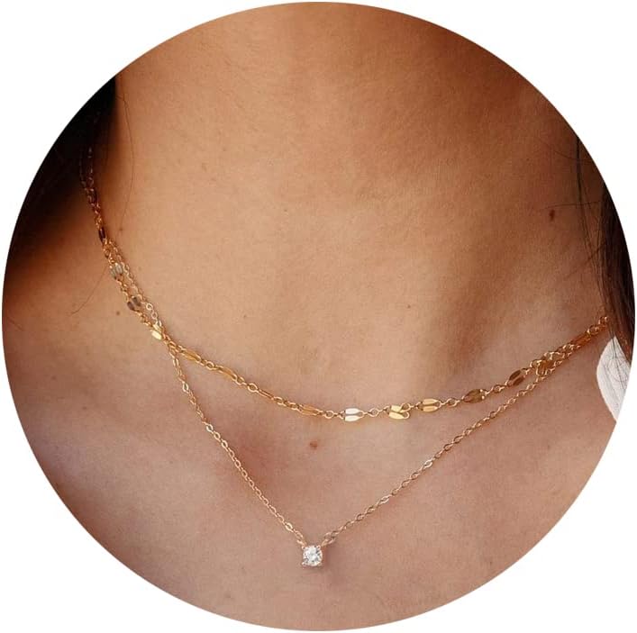 Manufacturer  Tewiky Diamond Necklaces for Women, Dainty 14k Gold/Sterling Silver Choker Necklace Simple Gold Plated CZ Jewelry Necklaces for Women Trendy Gifts  Necklace