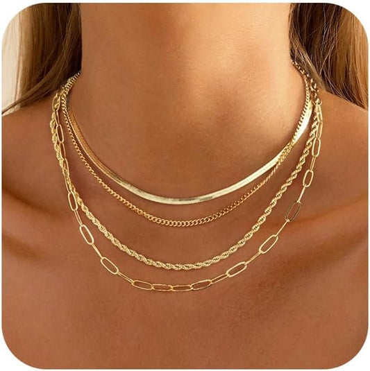 Manufacturer  Gold/Silver Necklaces Stack For Women,14K Gold/Sterling Silver Plated Simple Layered Choker Necklaces For Women,Stackable Multilayer Pearl Cross Disc Circle Pendant Cuban Herringbone Snake Paperclip Chain Necklaces