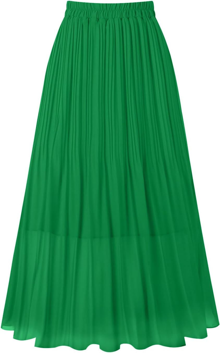 Manufacturer  Kingfancy Women's Pleated Skirt Chiffon Elastic Waist A-Line Midi Length Skirt skirts