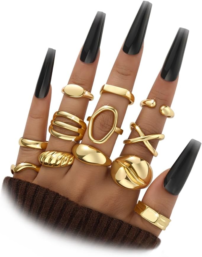 Manufacturer  iF YOU 25 Pcs Gold Knuckle Ring Set for Women, Chunky Stackable Finger Midi Rings, Silver Simple Stacking Cute Rings Pack Trendy Stuff Jewelry Gift   rings