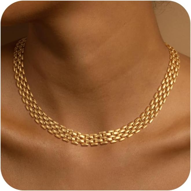 Manufacturer  Moodear Gold Necklace for Women 14K Dainty Chunky Gold/Sliver Chain Necklace Cuban Link Paperclip Chain Choker Toggle Clasp Layered Pearl Pendent Necklace for Women Trendy Fashion Jewelry  necklace