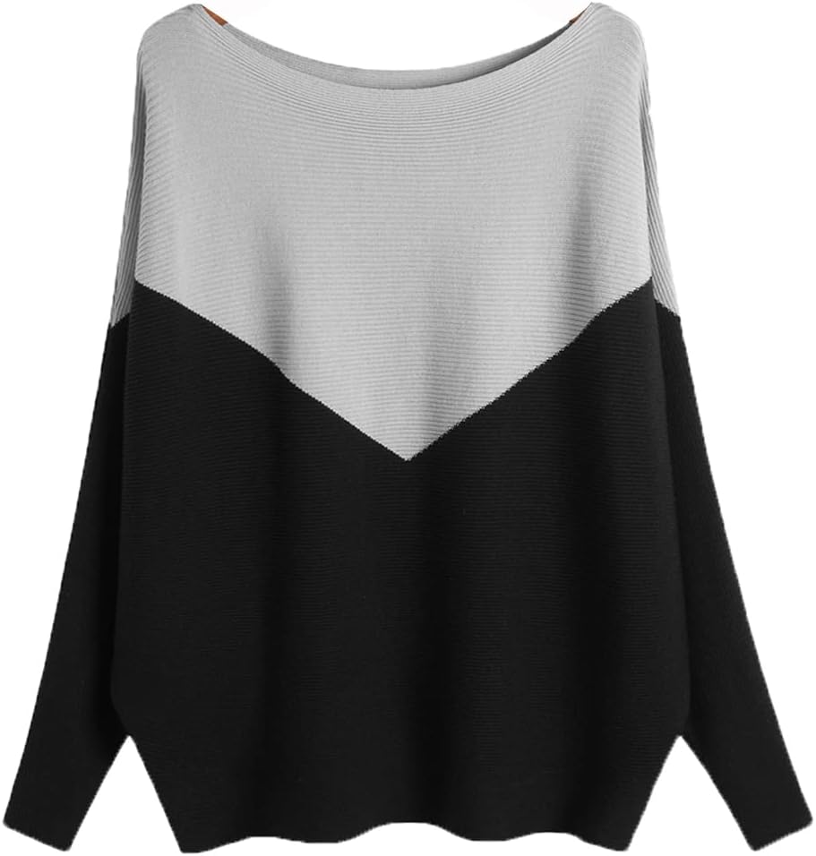 Manufacturer  Ckikiou Womens Lightweight Oversized Boat Neck Sweaters Tops Dolman Batwing Sleeve Ribbed Knitted Pullovers   sweaters